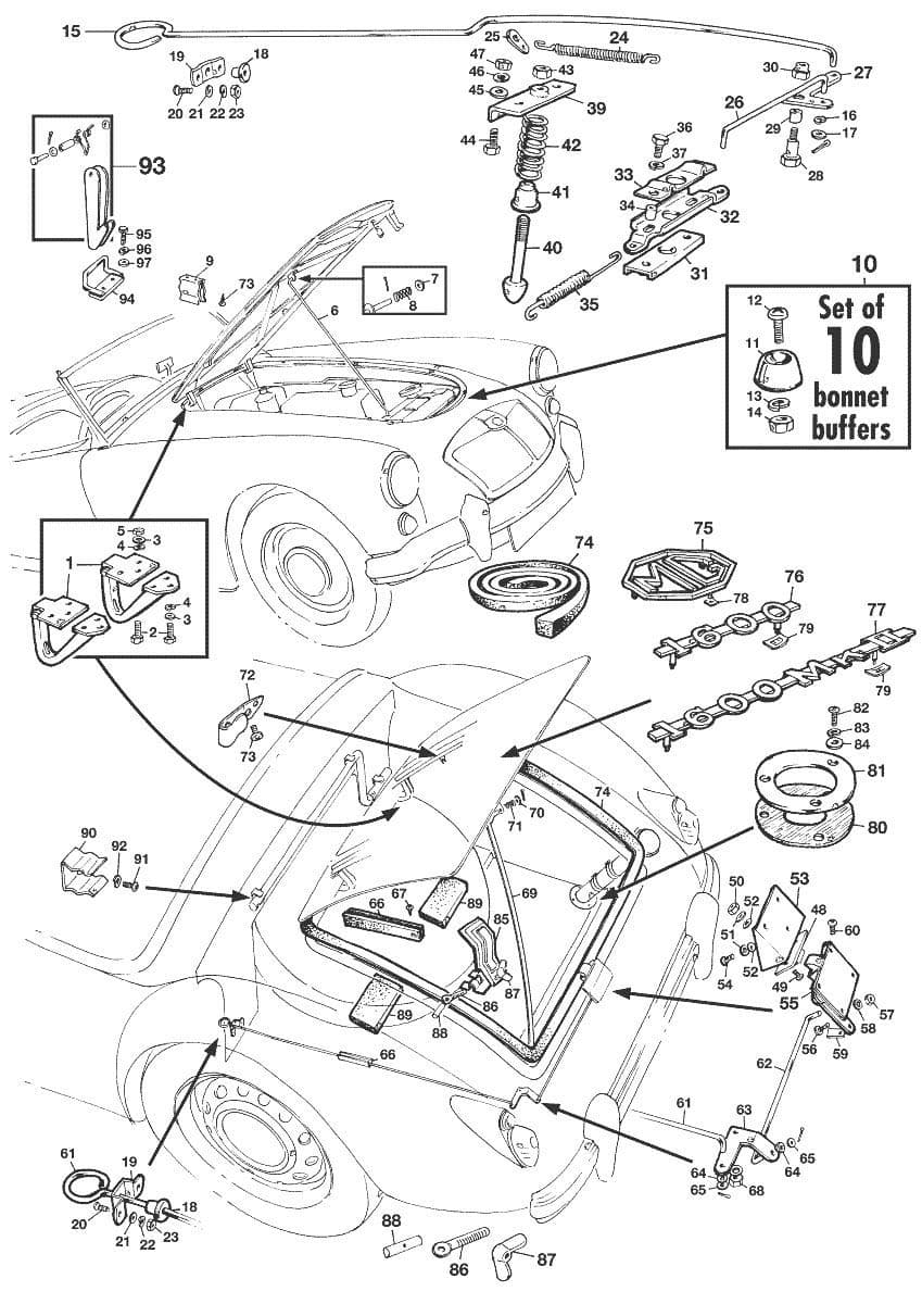 Bonnet & boot - adhesivos y emblemas - Carrocería y chasis - MGA 1955-1962 - Bonnet & boot - 1