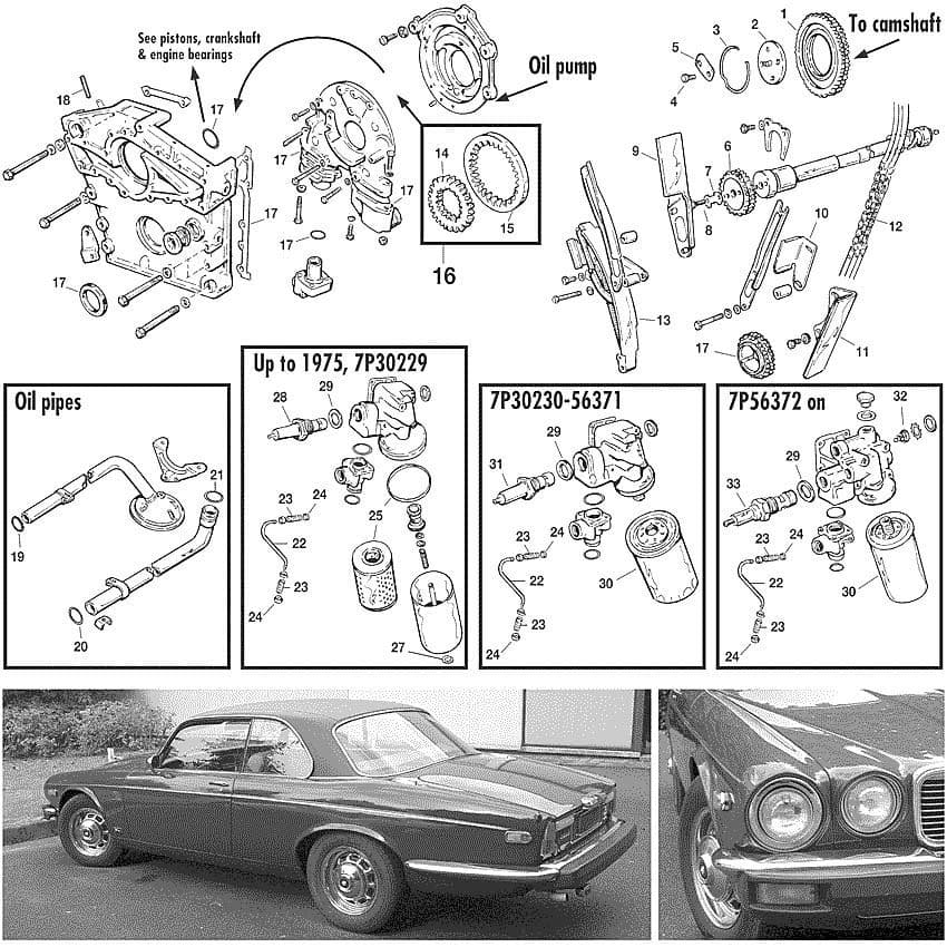 XJ12 timing, pump & filters - Parti Interne Motore - Motore - Jaguar XJ6-12 / Daimler Sovereign, D6 1968-'92 - XJ12 timing, pump & filters - 1