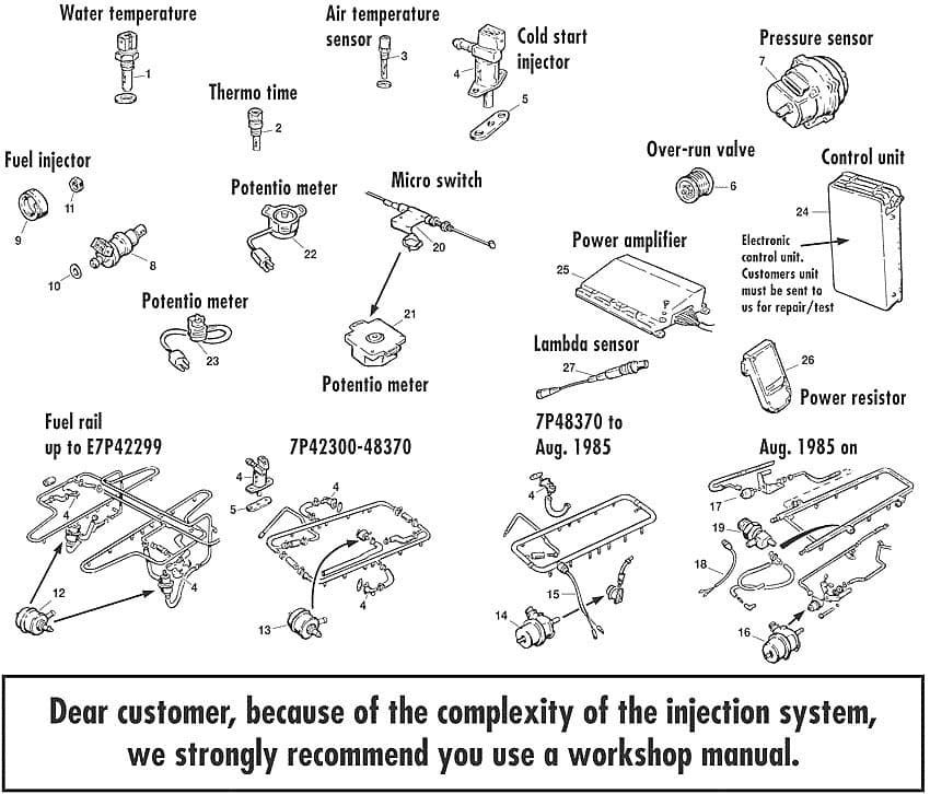 Jaguar XJ6-12 / Daimler Sovereign, D6 1968-'92 - Fuel injection parts - 1