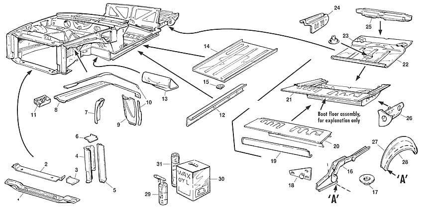 Internal body parts - Paneaux interieurs - Carrosserie & Chassis - Jaguar XJ6-12 / Daimler Sovereign, D6 1968-'92 - Internal body parts - 1