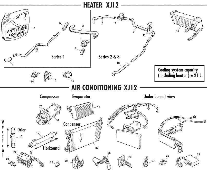 XJ12 heater & airco - Aria Condizionata - Riscaldamento e Aria Condizionata - Jaguar XJ6-12 / Daimler Sovereign, D6 1968-'92 - XJ12 heater & airco - 1