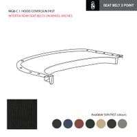 HOOD COVER, INTERTIA REAL SEAT BELTS ON WHEEL ARCHES, PVC, TAN / MGB - 150.121TAN