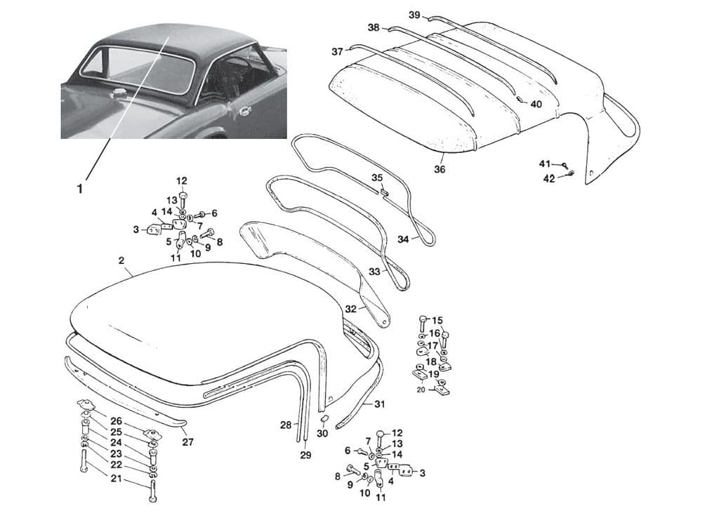 Hard top MKI-III - Hard top - Hoods & hardtops - Triumph Spitfire MKI-III, 4, 1500 1962-1980 - Hard top MKI-III - 1