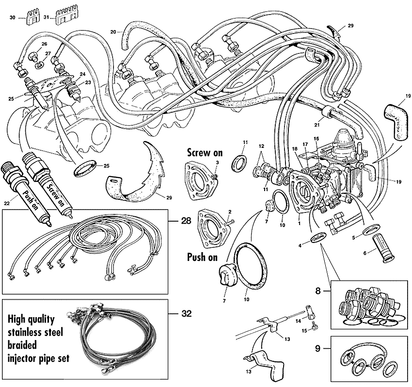 Triumph TR5-250-6 1967-'76 - Fuel injection parts - 1