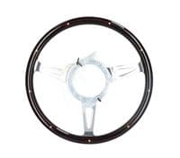 STEERING WHEEL 15 CLASSIC WOOD DARK - 3 SPOKE - DISHED - 400.274