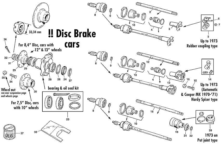 Drive shaft (disc brake) - Nav - Auto hjul, fjädring och styrning - Mini 1969-2000 - Drive shaft (disc brake) - 1