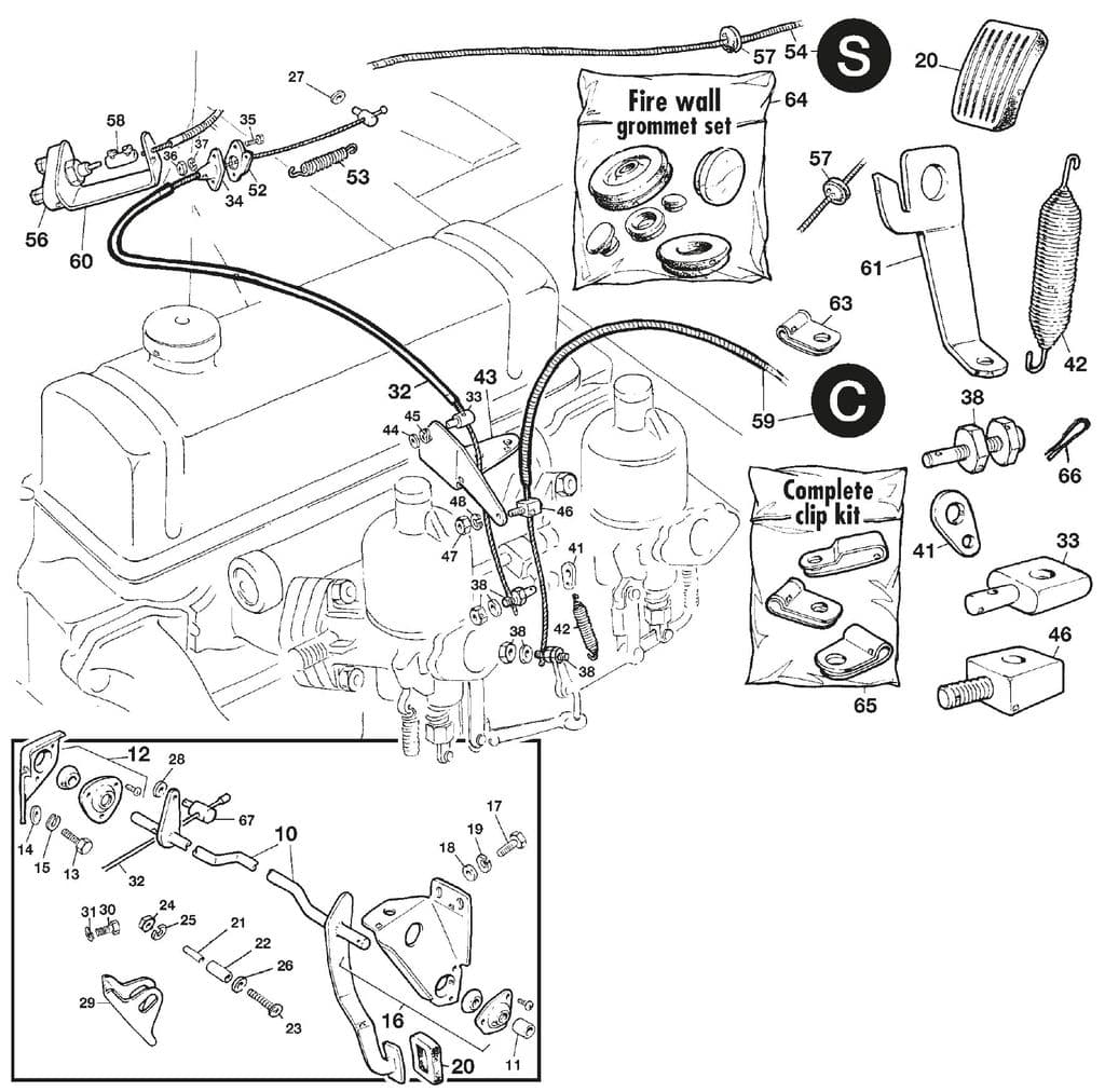 Control cables - Vergaser - Motor - MGA 1955-1962 - Control cables - 1