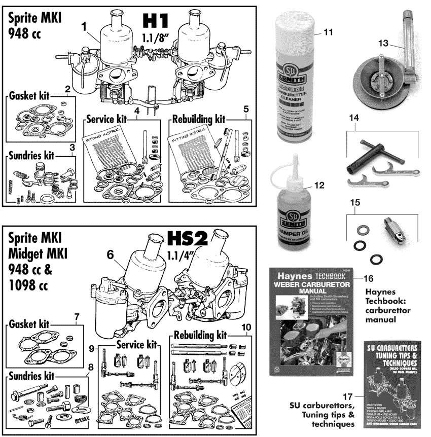 Carburettors & repair kits - carburadores - Motor - MG Midget 1958-1964 - Carburettors & repair kits - 1