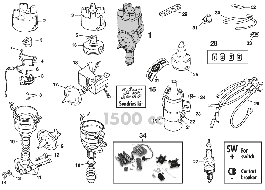 MG Midget 1964-80 - Ignition coils & modules - Ignition 1500 - 1