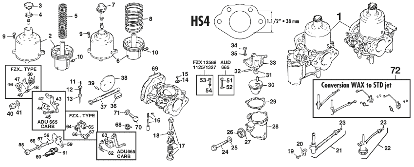 HS4 Carburettor - Carburettors - Engine - Austin-Healey Sprite 1964-80 - HS4 Carburettor - 1