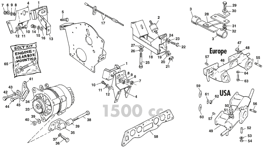 MG Midget 1964-80 - Intake manifolds | Webshop Anglo Parts - Mountings, manifold 1500 - 1