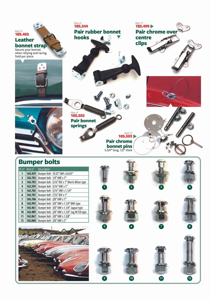 British Parts, Tools & Accessories - Bootlid, tailgate & parts - Bonnet locks & bumper bolts - 1