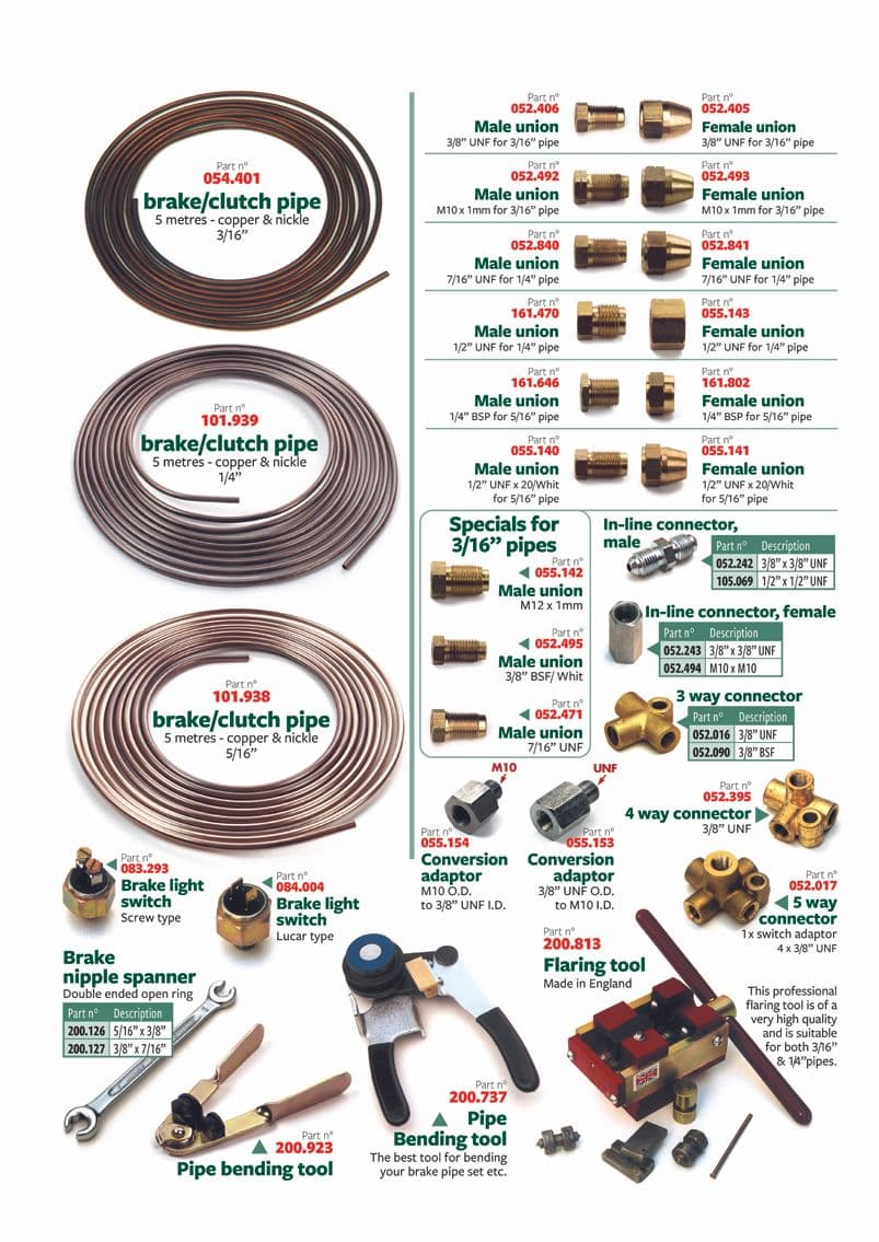 Pipes, connectors & tools - Tuyauterie - Freins & embrayage - British Parts, Tools & Accessories - Pipes, connectors & tools - 1