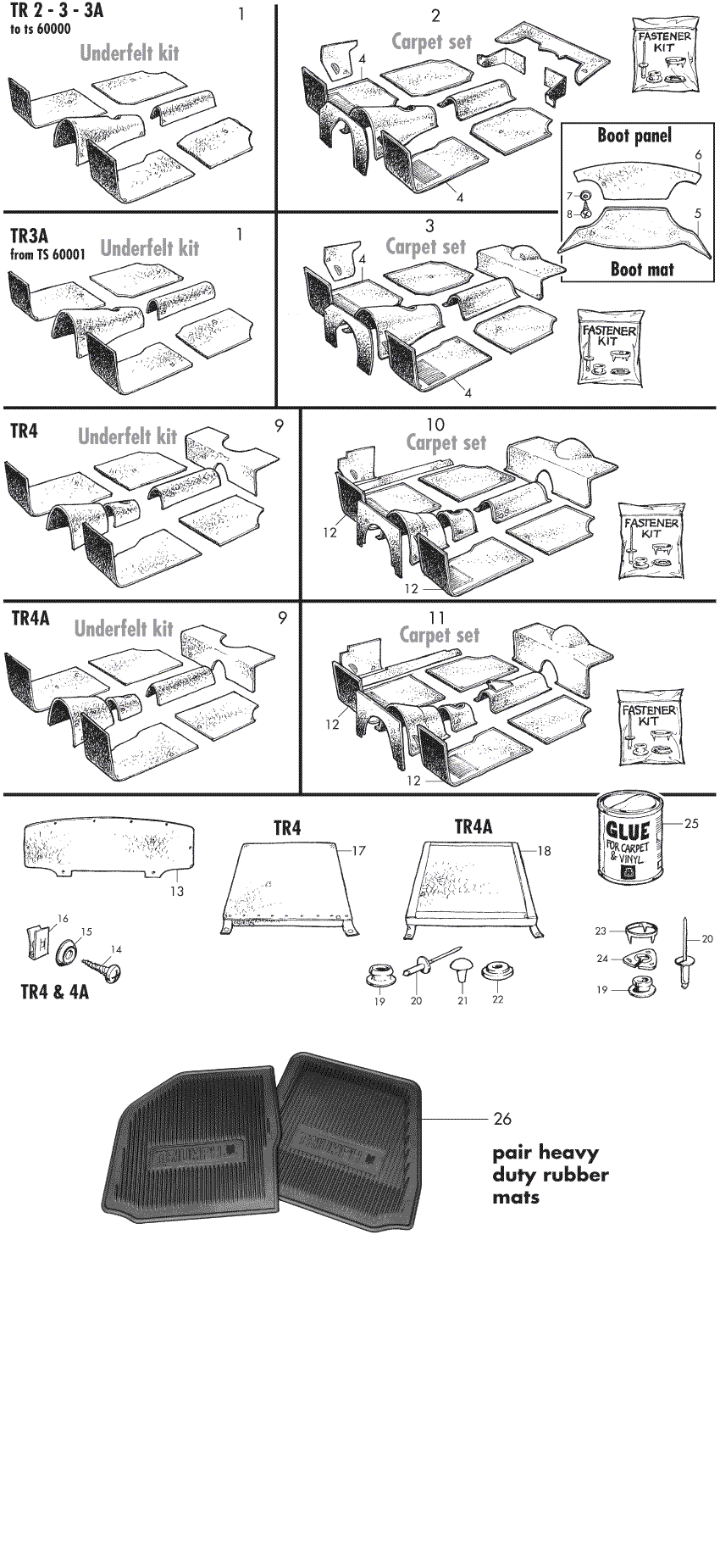 TR2-4A carpets - Tappezzeria e Isolamento - Interni - Triumph TR2-3-3A-4-4A 1953-1967 - TR2-4A carpets - 1