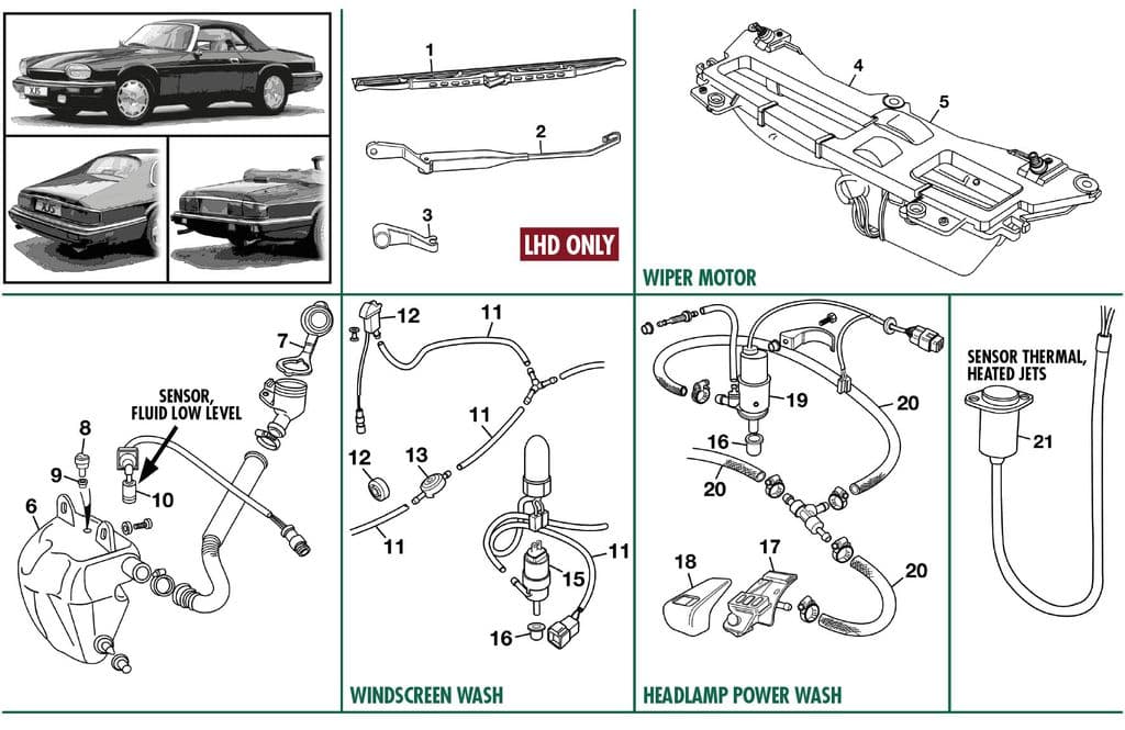 Wiper & wash system - Circuit d'essuie-glace - Electricité - Jaguar XJS - Wiper & wash system - 1