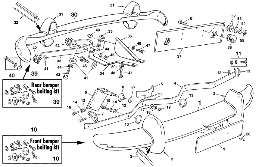 Bumpers - Bumpers, grill & exterior trim - Body & Chassis - MG Midget 1958-1964 - Bumpers - 1