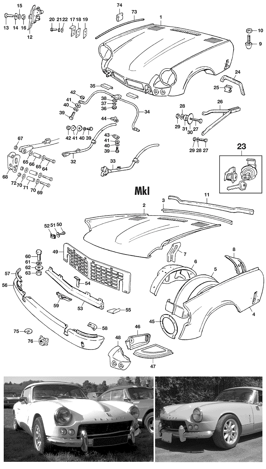 Bonnet & grille MKI - Body rubbers - Body & Chassis - Triumph GT6 MKI-III 1966-1973 - Bonnet & grille MKI - 1