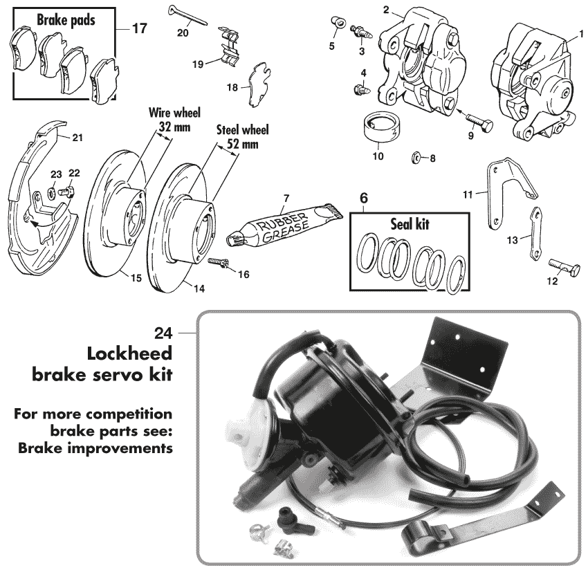 MG Midget 1964-80 - Calipers & parts | Webshop Anglo Parts - Front brakes - 1