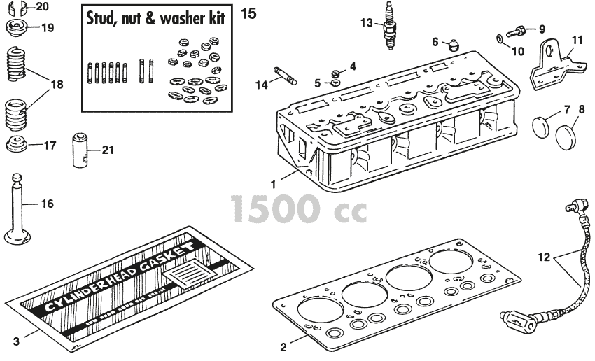 Cylinder head 1500 - Cylinderhead - Engine - Austin-Healey Sprite 1964-80 - Cylinder head 1500 - 1