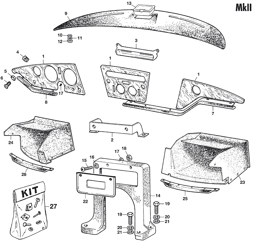 Dash & glovebox MKII - Dashboards & components - Interior - Triumph GT6 MKI-III 1966-1973 - Dash & glovebox MKII - 1