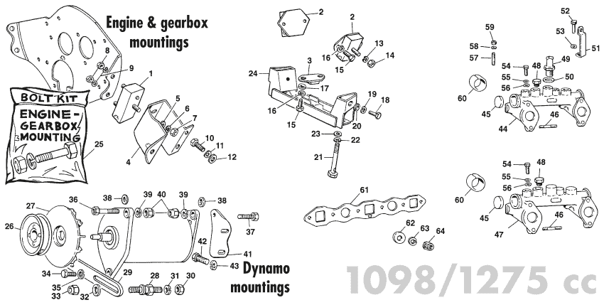 Engine fittings, manifold - Supports moteur - Moteur - MG Midget 1964-80 - Engine fittings, manifold - 1