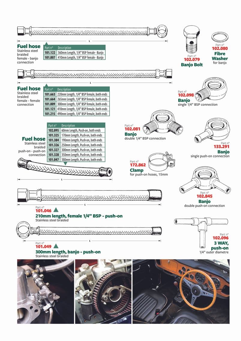 British Parts, Tools & Accessories - Pipes, lines & hosing - Fuel hoses & connectors - 1
