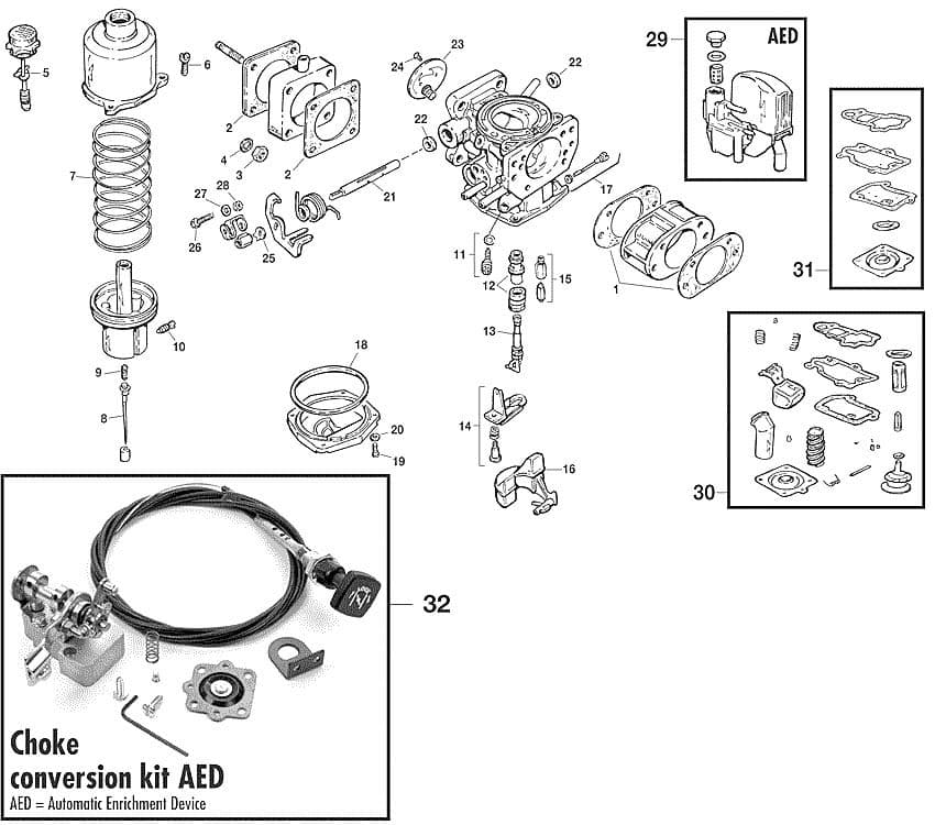 Jaguar XJ6-12 / Daimler Sovereign, D6 1968-'92 - Carburettors & Parts - SU HIF7 - 1