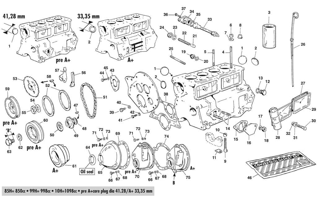 Engine parts 850-1098cc - Moottorin ulommat osat - Moottori - Mini 1969-2000 - Engine parts 850-1098cc - 1