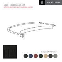 HOOD COVER, INTERTIA REAL SEAT BELTS ON WHEEL ARCHES, PVC, RED / MGB - 150.121RED