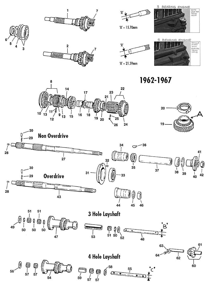 3 synchro internal parts - Vaihteisto, manuaali - Vaihteisto, kytkin & taka-akseli - MGB 1962-1980 - 3 synchro internal parts - 1