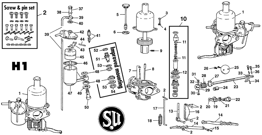 H1 carburettor - Vergaser - Luftaneinlass & Kraftstoffzufuhr - MG Midget 1958-1964 - H1 carburettor - 1