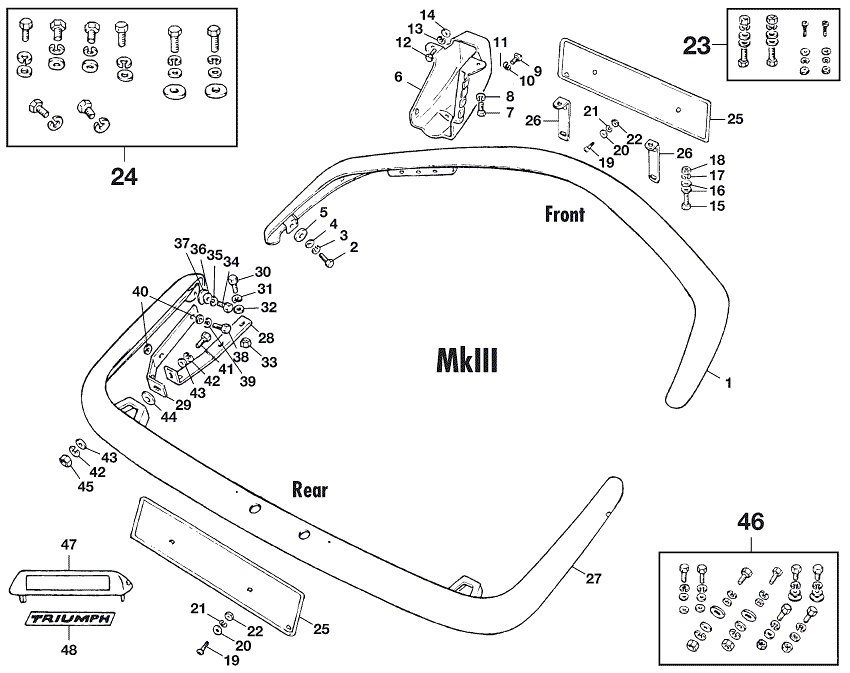 Bumpers MKIII - Bumpers, grill & exterior trim - Body & Chassis - Triumph GT6 MKI-III 1966-1973 - Bumpers MKIII - 1