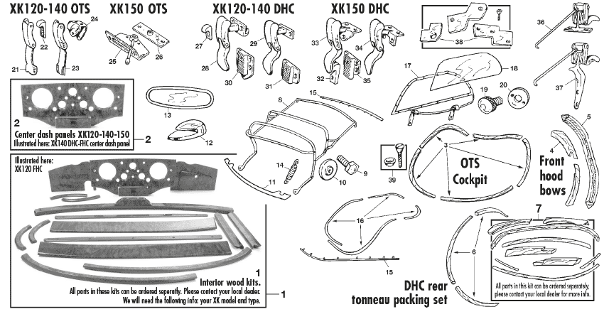 Wood parts - Capote & armature - Capote & hardtop - Jaguar XK120-140-150 1949-1961 - Wood parts - 1