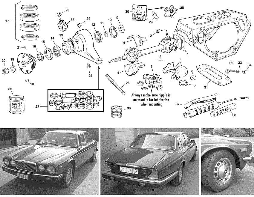 Jaguar XJ6-12 / Daimler Sovereign, D6 1968-'92 - Universal joint - Rear suspension - 1