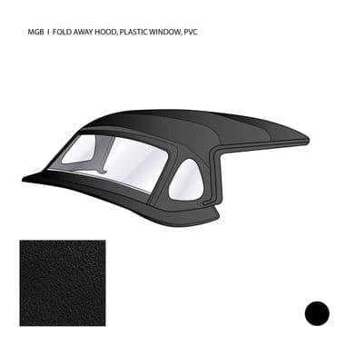 HOOD COMPLETE, PLASTIC WINDOW, PVC, BLACK / MGB-MGC, 1963-1970