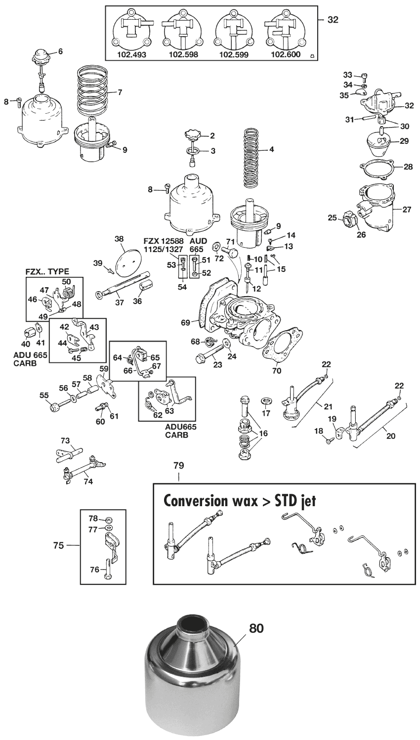 Carburettor HS4 - Carburettors - Engine - Triumph Spitfire MKI-III, 4, 1500 1962-1980 - Carburettor HS4 - 1