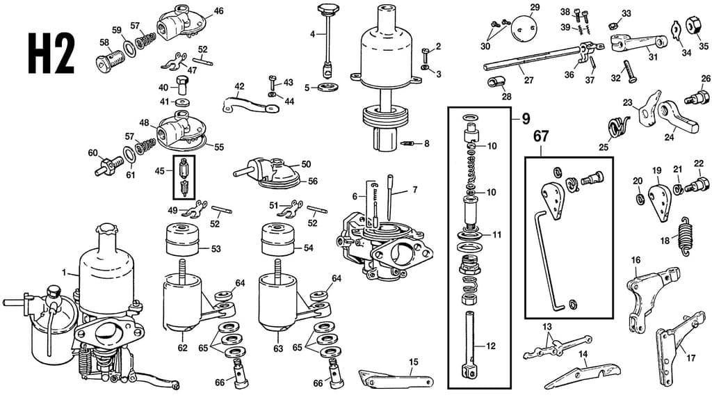 Morris Minor 1956-1971 - Chokes | Webshop Anglo Parts - H2 Carburettors - 1