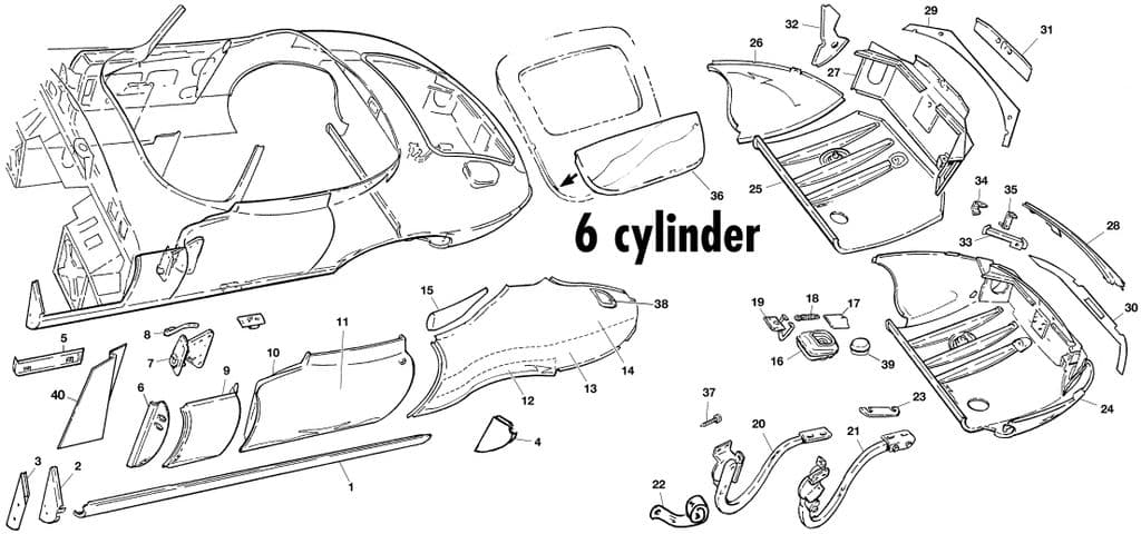 External body panels - Elementy zewnętrzne nadwozia 6 cil - Nadwozie & Rama - Jaguar E-type 3.8 - 4.2 - 5.3 V12 1961-1974 - External body panels - 1