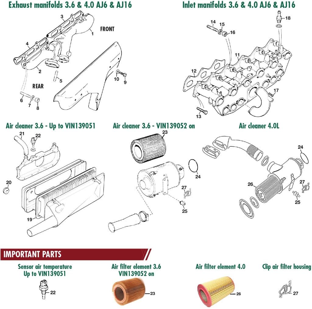 Manifolds 6 cyl - Inlet manifold 6 cyl - Air intake & fuel delivery - Jaguar XJS - Manifolds 6 cyl - 1