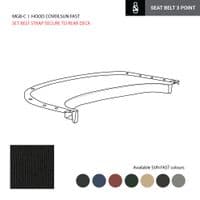 HOOD COVER, SEAT BELT STRAP SECURE TO REAR DECK, SUN FAST, RED / MGB - 401.936RED