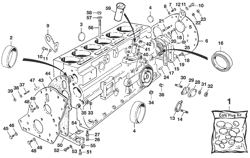 Engine block external 1 - External engine - Engine - Triumph GT6 MKI-III 1966-1973 - Engine block external 1 - 1