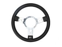 STEERING WHEEL 13 BLACK LEATHER - 3 SPOKE - DISHED - 400.265