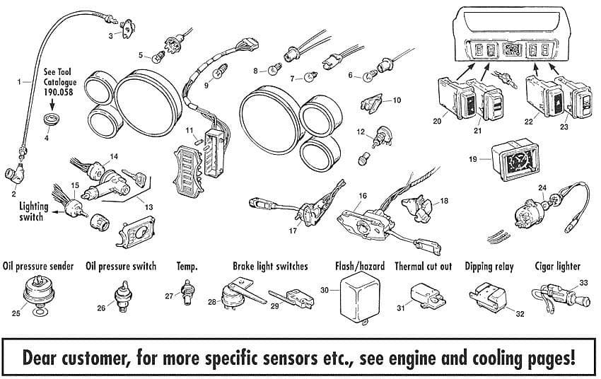 S2 dash & instruments - salpicaderos y componentes - Sistema eléctrico - Jaguar XJ6-12 / Daimler Sovereign, D6 1968-'92 - S2 dash & instruments - 1