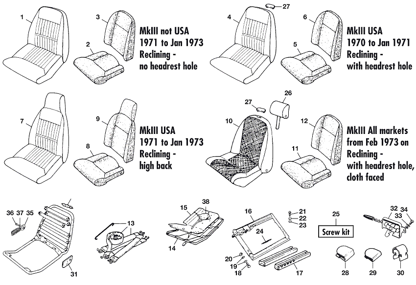 Seats MKIII - Sellerie - Intérieur - Triumph GT6 MKI-III 1966-1973 - Seats MKIII - 1