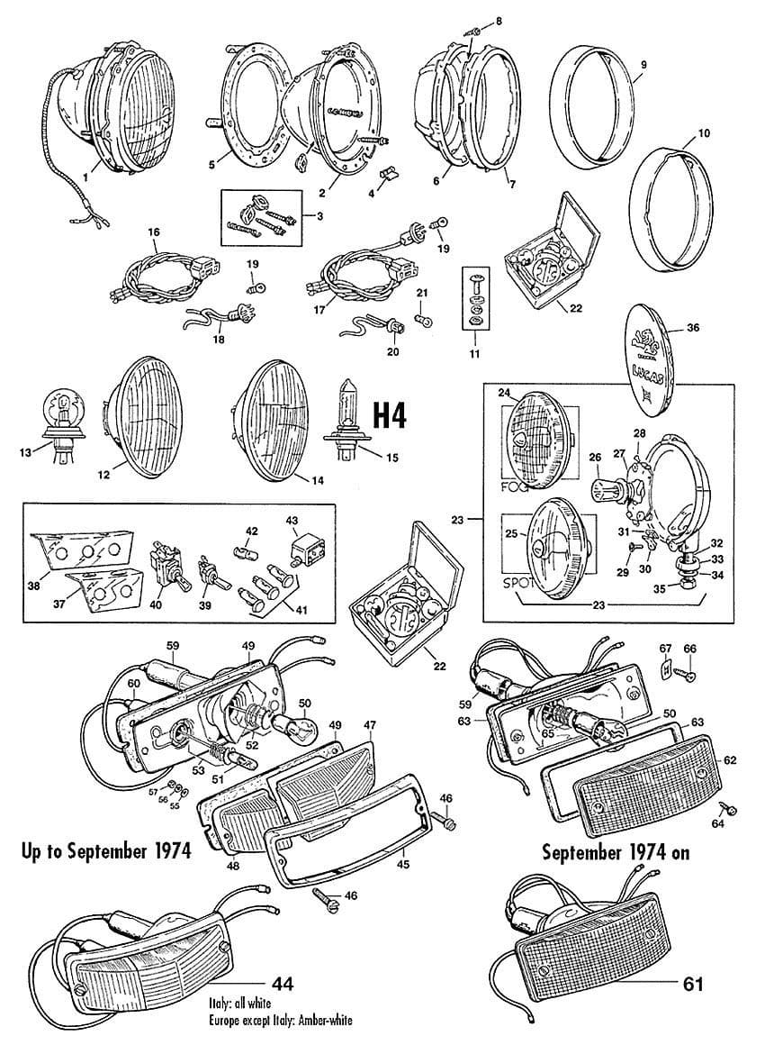 MGB 1962-1980 - Koplamp compleet | Webshop Anglo Parts - 1