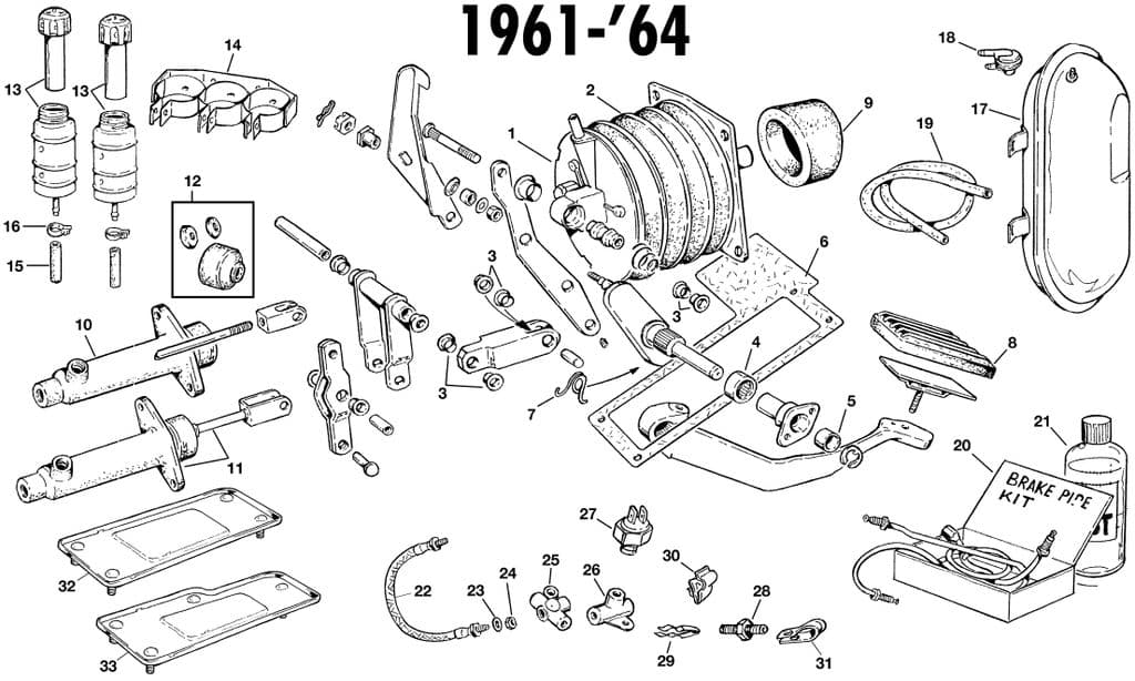 Brake system 3.8 - Przewody & linki - Układ hamulcowy - Jaguar E-type 3.8 - 4.2 - 5.3 V12 1961-1974 - Brake system 3.8 - 1