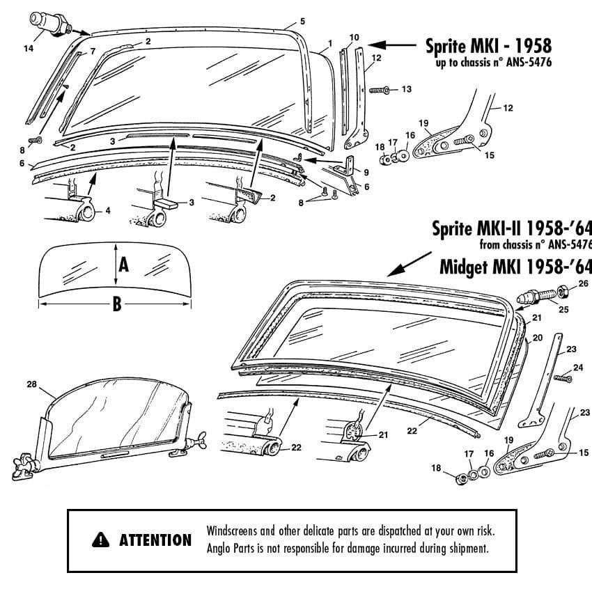 Windscreen - Windows - Body & Chassis - MG Midget 1958-1964 - Windscreen - 1