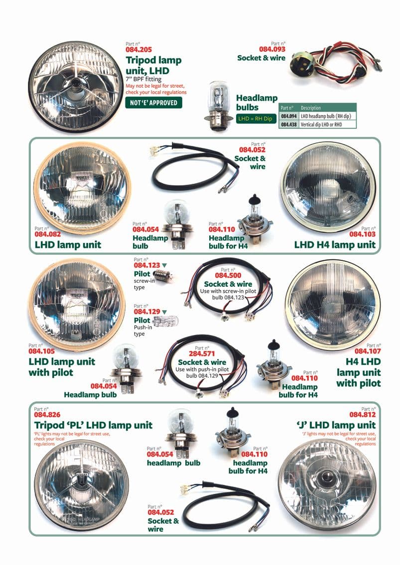 Headlamps 2 - Ajovalot - Sähköosat - British Parts, Tools & Accessories - Headlamps 2 - 1