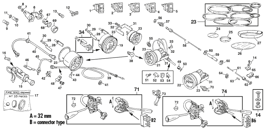 MG Midget 1964-80 - Temperature gauges | Webshop Anglo Parts - 1