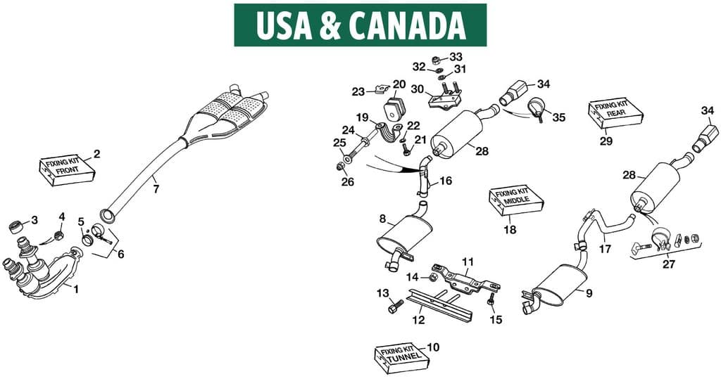 Exhaust 4.0 USA - Exhaust system + mountings 6 cyl - Exhaust & Emission systems - Jaguar XJS - Exhaust 4.0 USA - 1